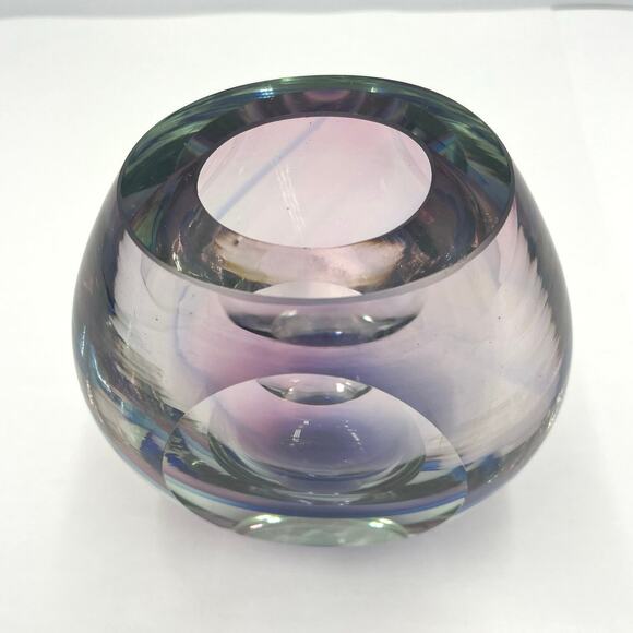 Sommerso Art Decorative Glass Vase Murano Style Ombre Purple/Blue 7"x6" - Picture 3 of 10